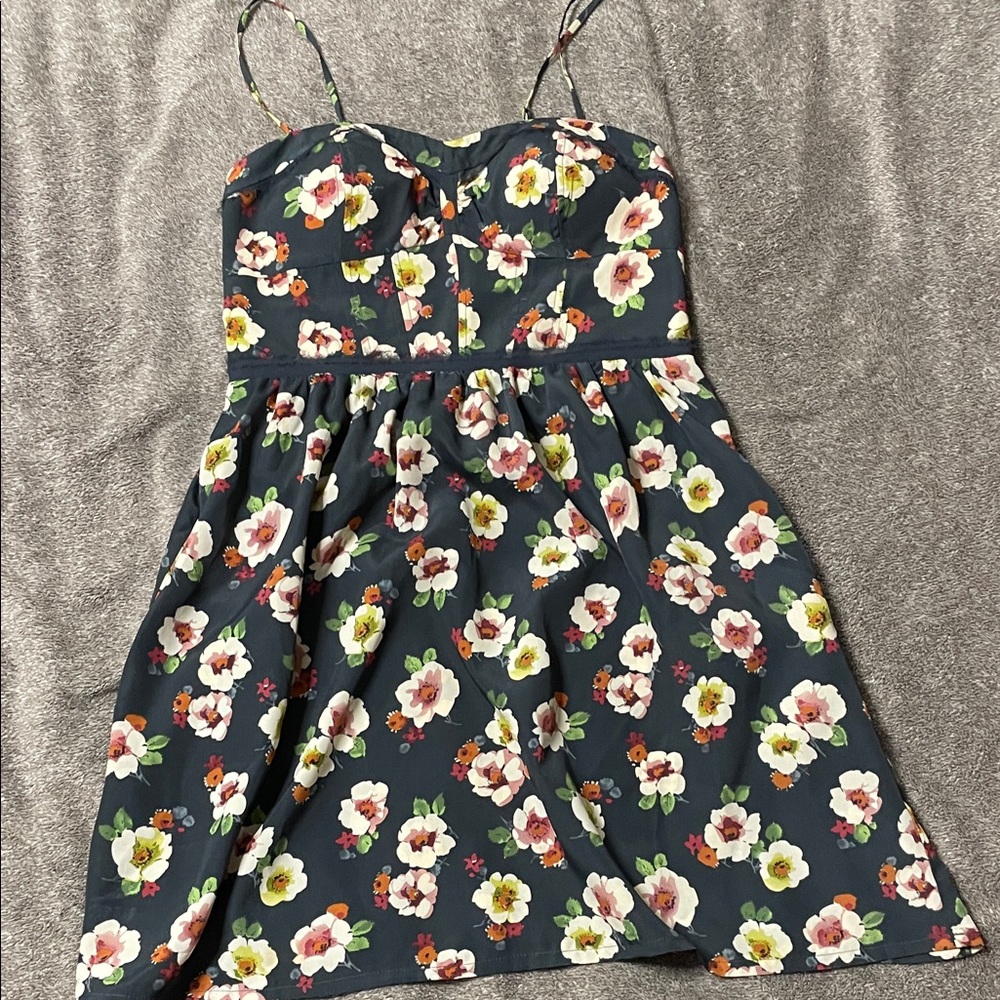 American Eagle Outfitters Floral Midi Dress - Black and White